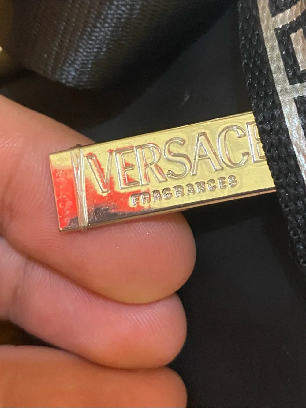 Versace Parfums Black Greek Key Toiletry Travel Cosmetic Bag Pouch